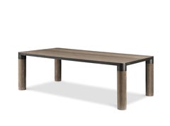 Bold Medium Dining Table in Eramosa Marble Top and Black Gold