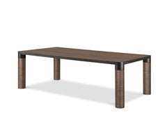 Bold Medium Dining Table in New Lime Wood Top and Black Gold