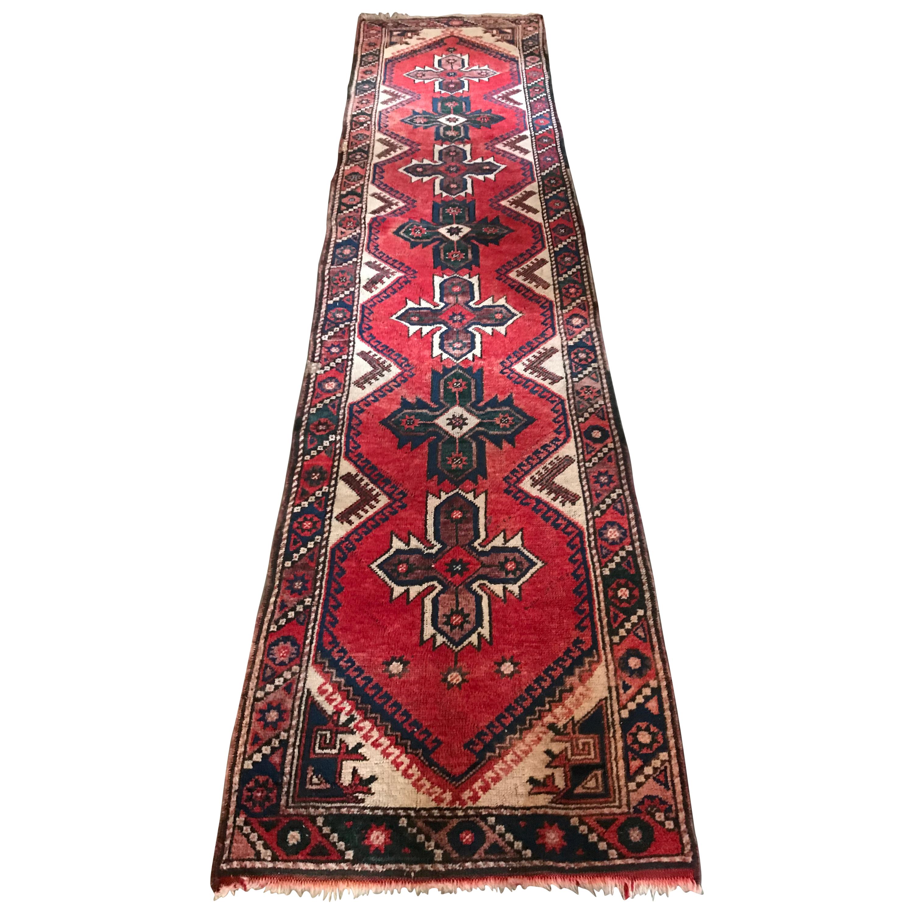 Bold Mid-20th Century Turkish Kilim Runner