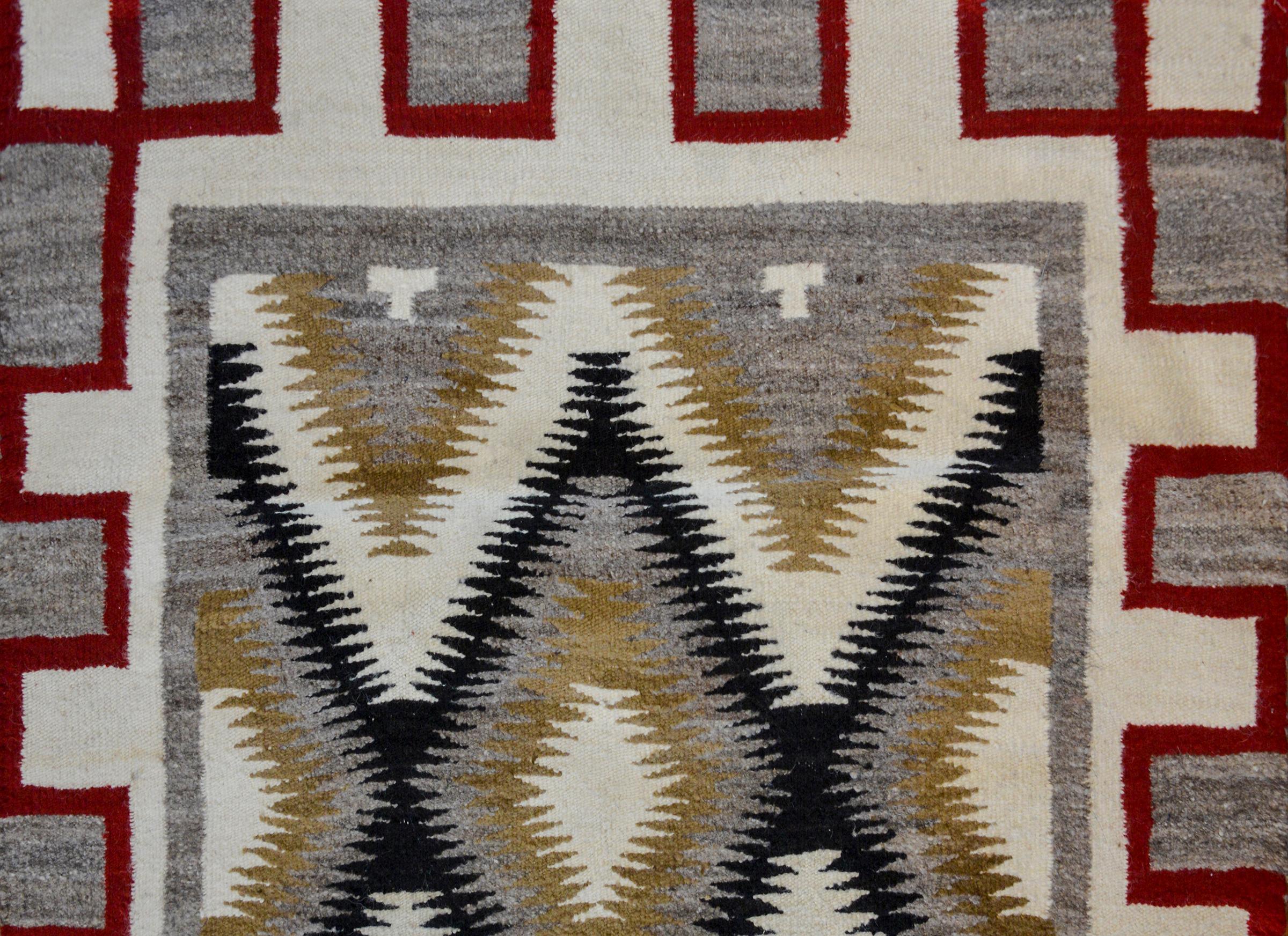 Vegetable Dyed Bold Mid-20th Century Navajo Rug For Sale