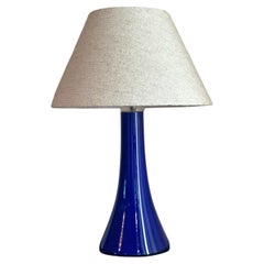 Vintage Bold Mid-Century Colorful Table Lamp in Deep Blue Glass. 1960s.