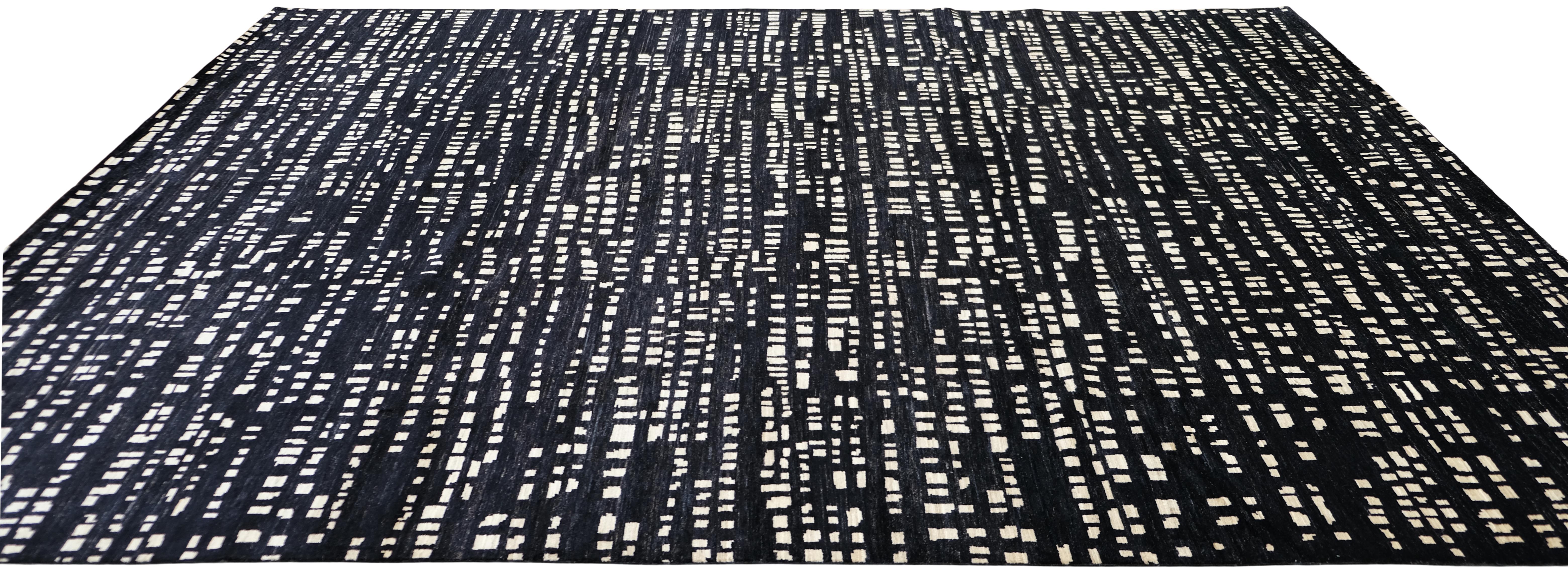 Bold Modern Geometrischer gemusterter feiner Wollteppich 8'9''x11'10'' (Pakistanisch) im Angebot
