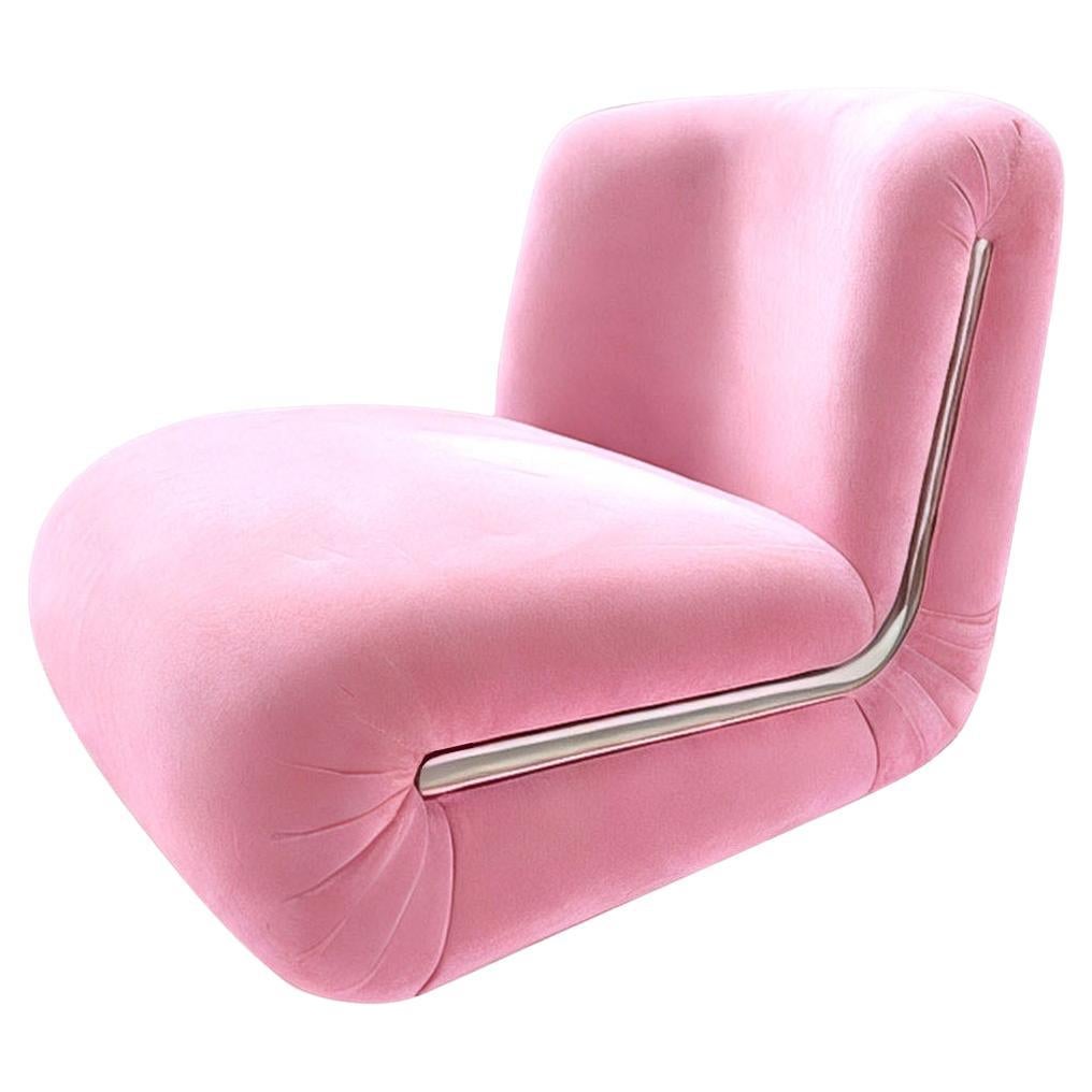 Sedia da salotto moderna in velluto rosa Frenesí