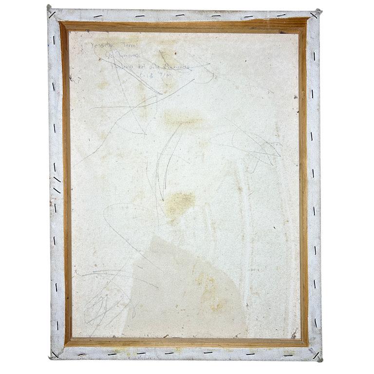 This striking modernist painting combines abstract art with a touch of surrealism, creating a bold yet serene composition. Featuring vibrant colors, including golden ochre, verdant green, and deep black, it highlights a reclining figure rendered in