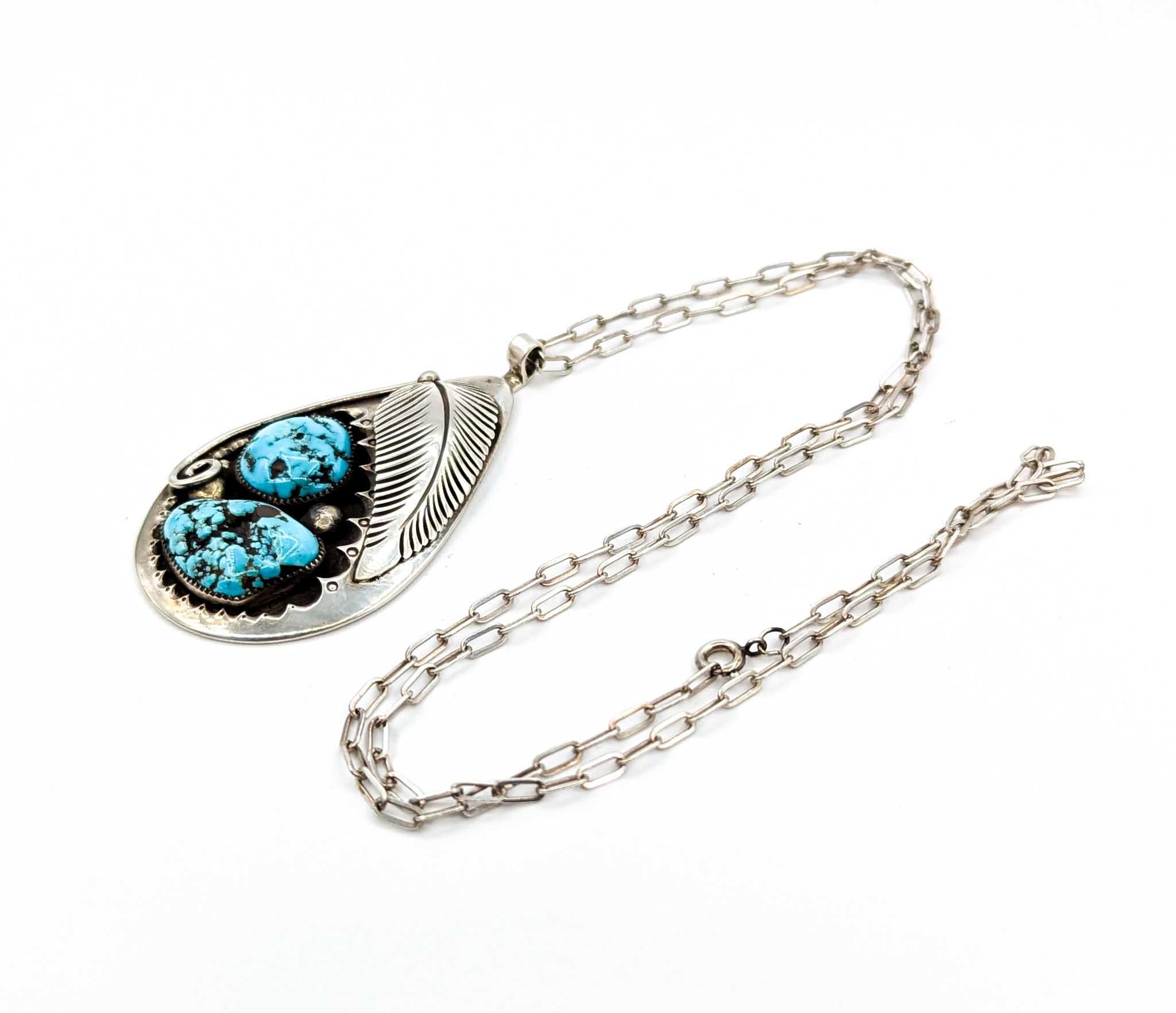 Cabochon Audace ciondolo in turchese dei nativi americani in argento sterling in vendita