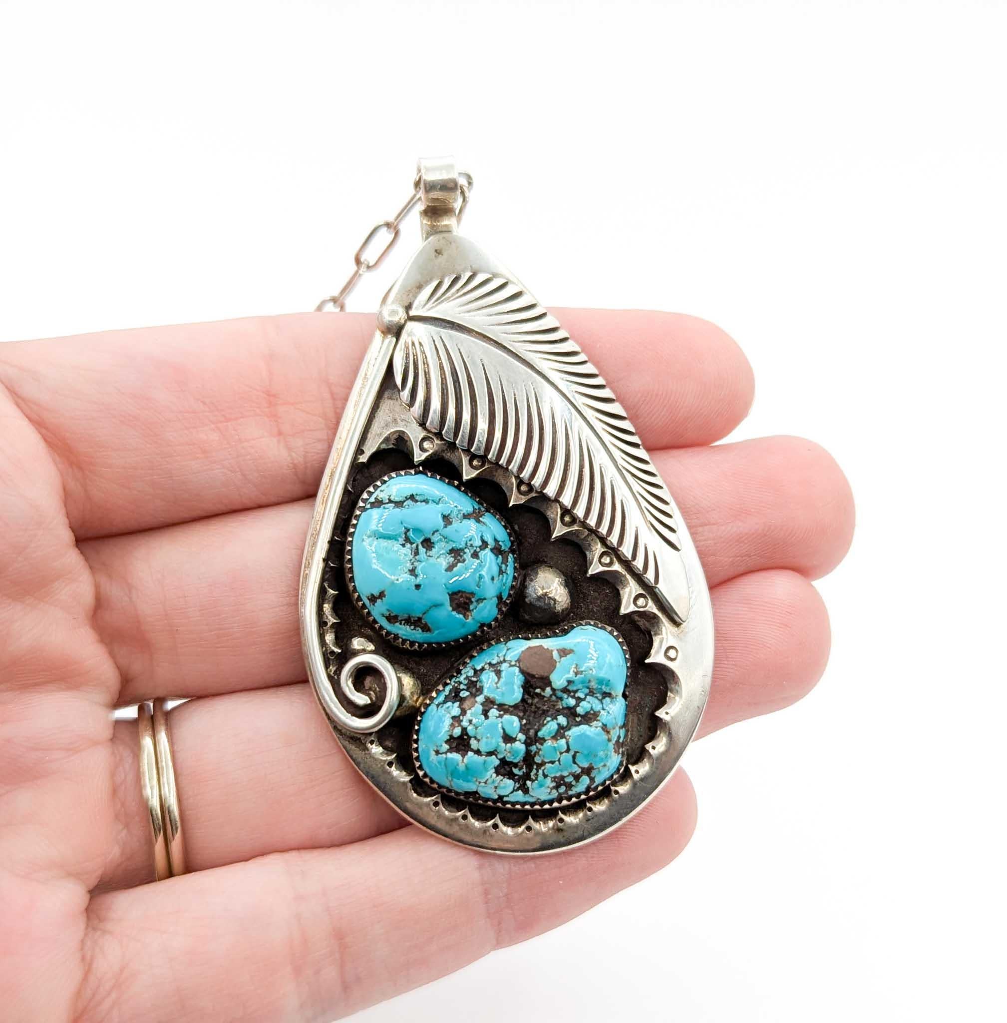 Audace ciondolo in turchese dei nativi americani in argento sterling In condizioni ottime in vendita a Bloomington, MN