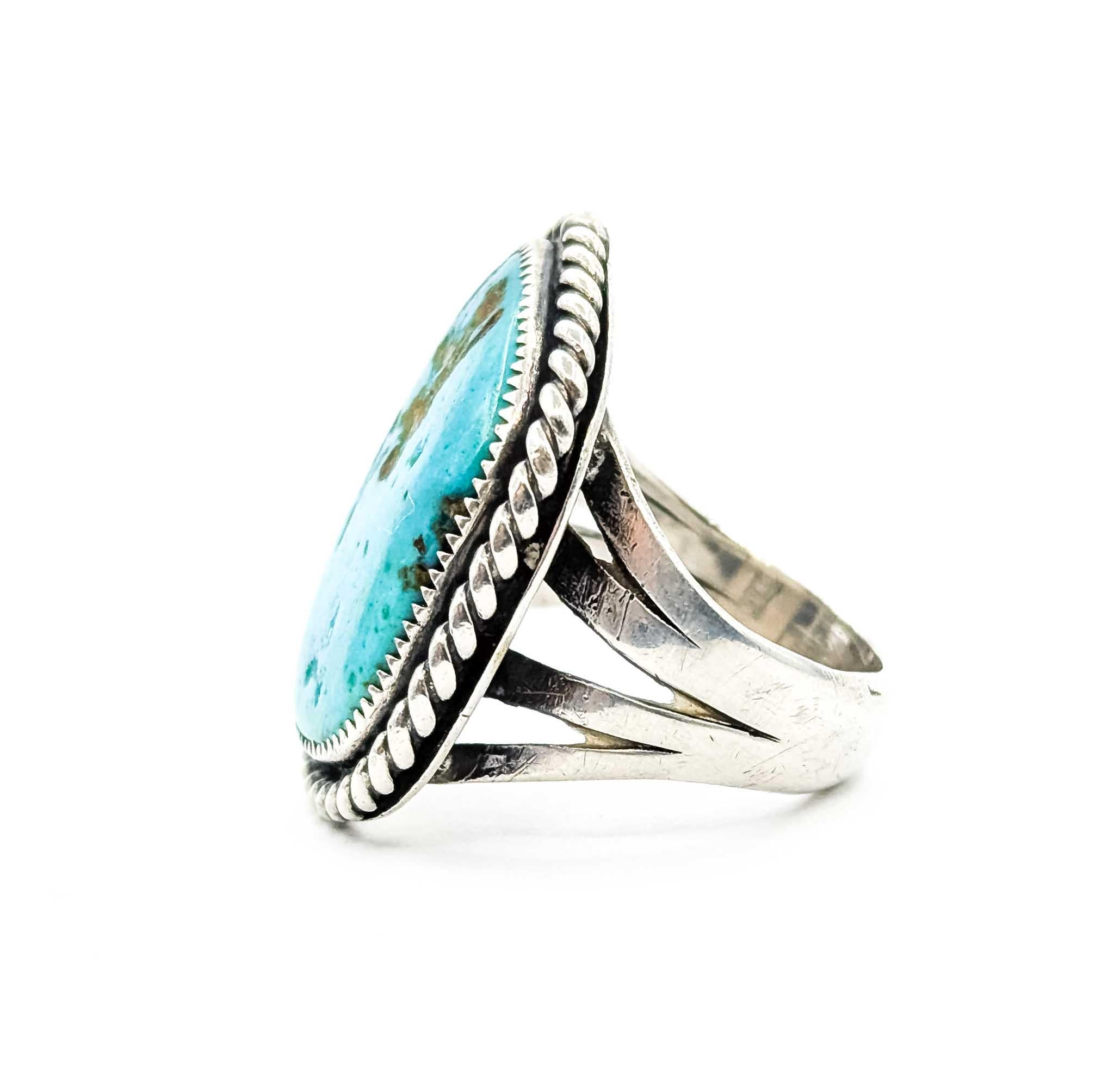 Bold Native American Turquoise Statement Ring in Sterling Silber (Indigene Kunst (Nord-/Südamerika)) im Angebot