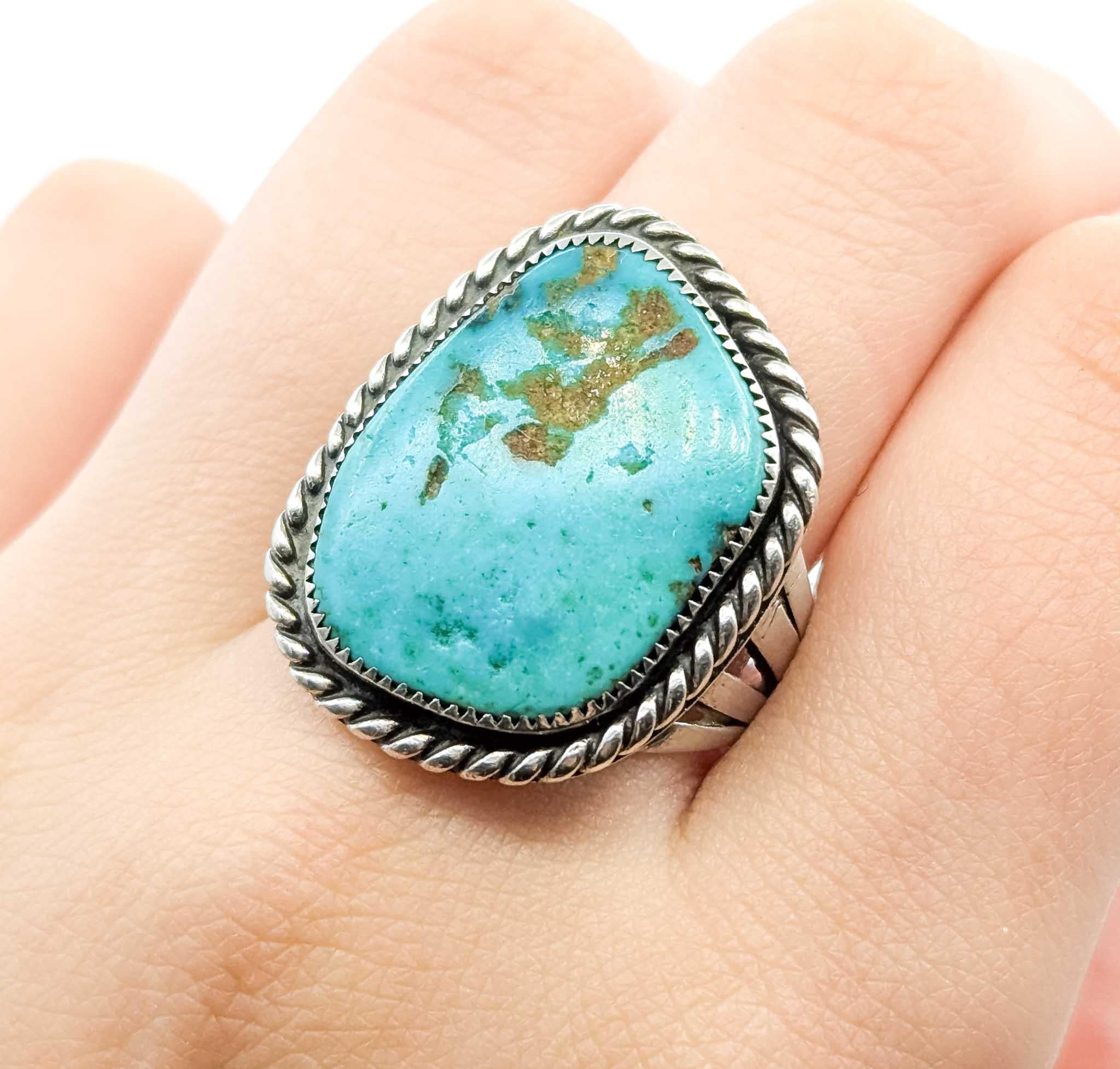 Bold Native American Turquoise Statement Ring in Sterling Silber (Cabochon) im Angebot