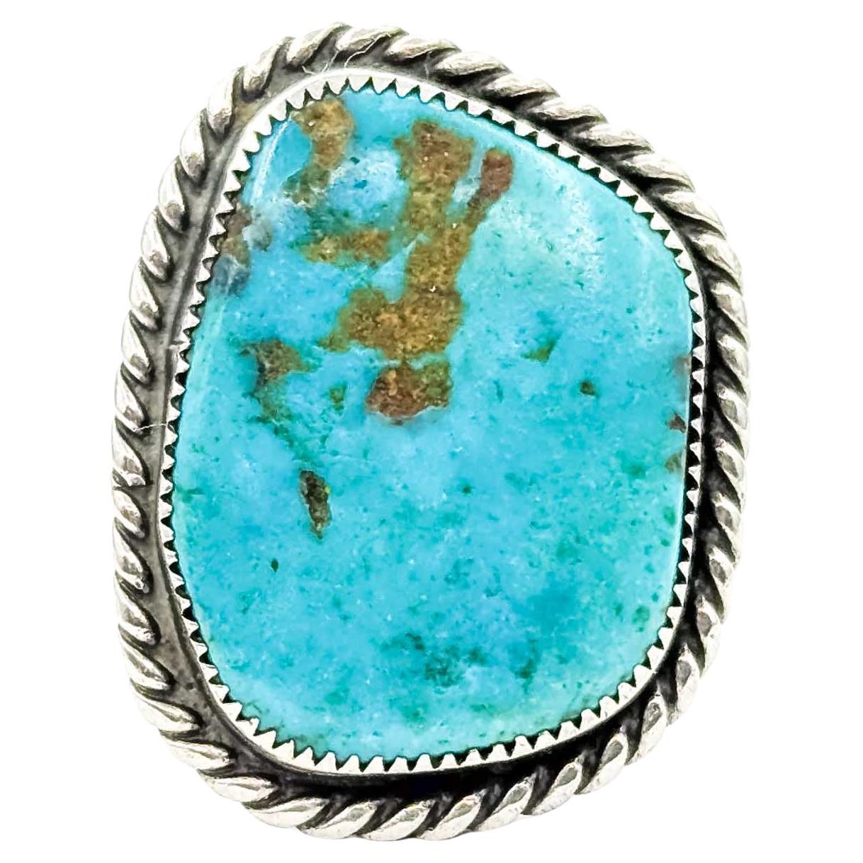 Audace anello con dichiarazione di turchese dei nativi americani in argento sterling