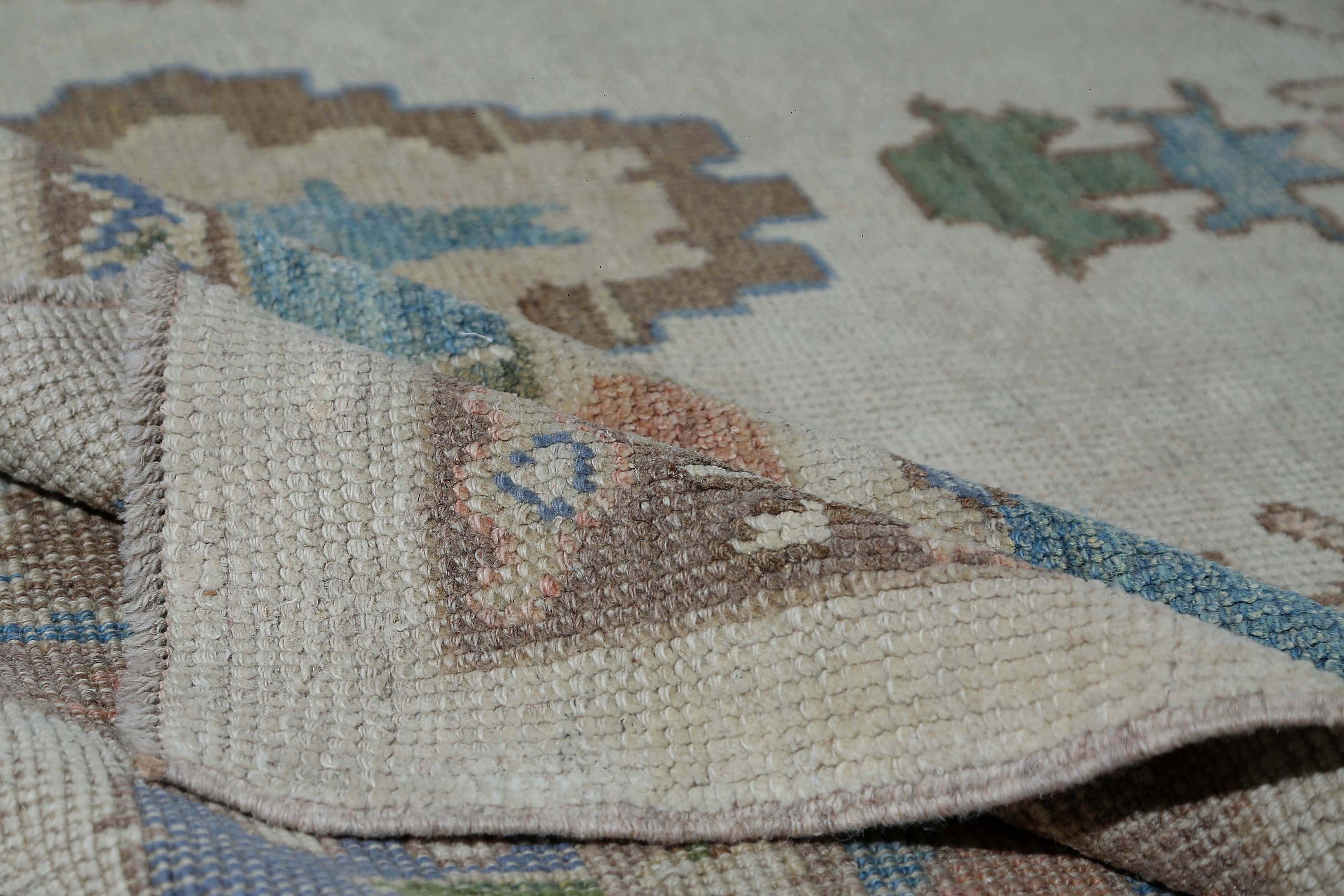 Alfombras de Afganistán Oushak Circa 1990 - Lana Azul Diseño Marfil - 95482 siglo XX en venta