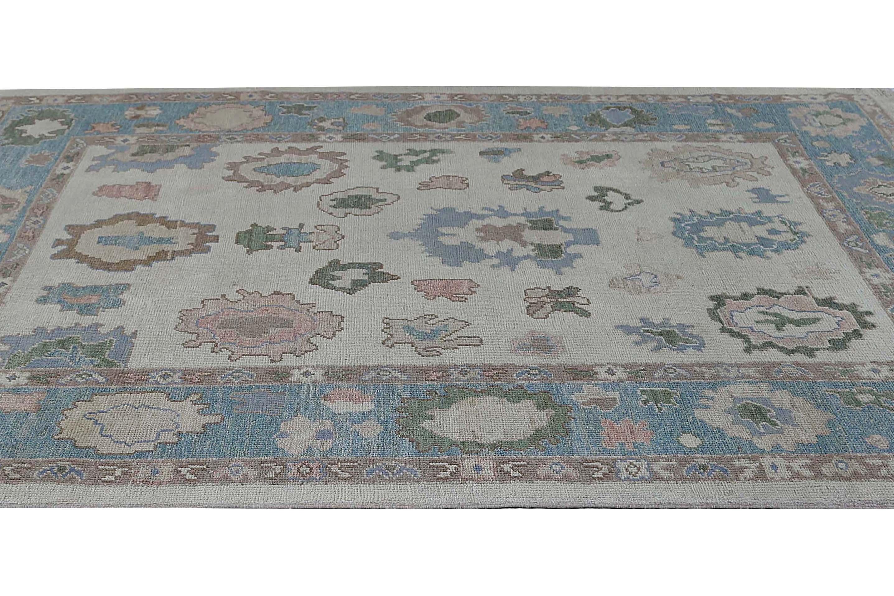 Alfombras de Afganistán Oushak Circa 1990 - Lana Azul Diseño Marfil - 95482 en venta 3