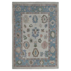 Bold Navy Border Oushak Rug