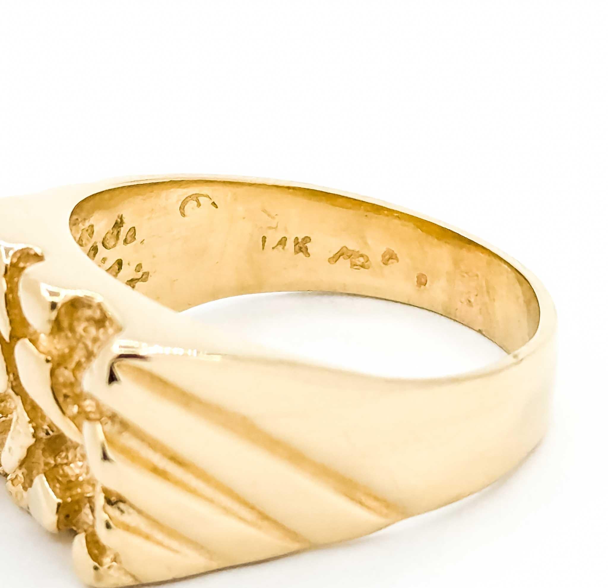 Bold Nugget Design Ring in 14k Yellow Gold For Sale 6