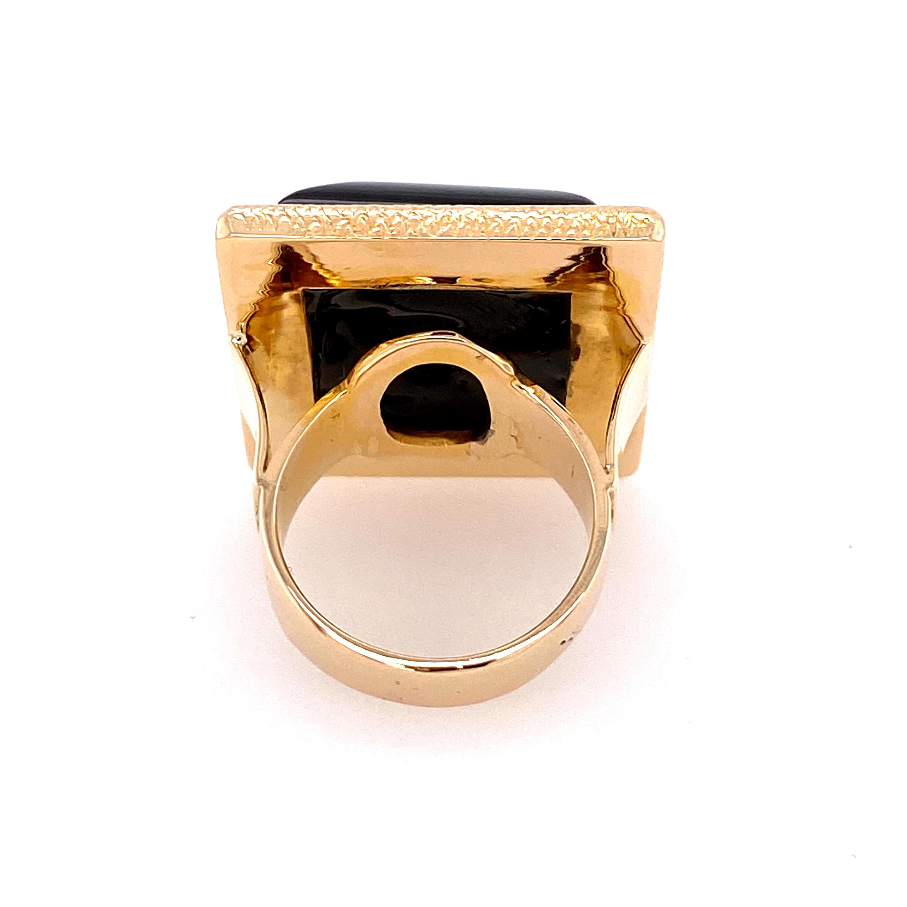 Cabochon Bold Onyx and Gold Statement Ring