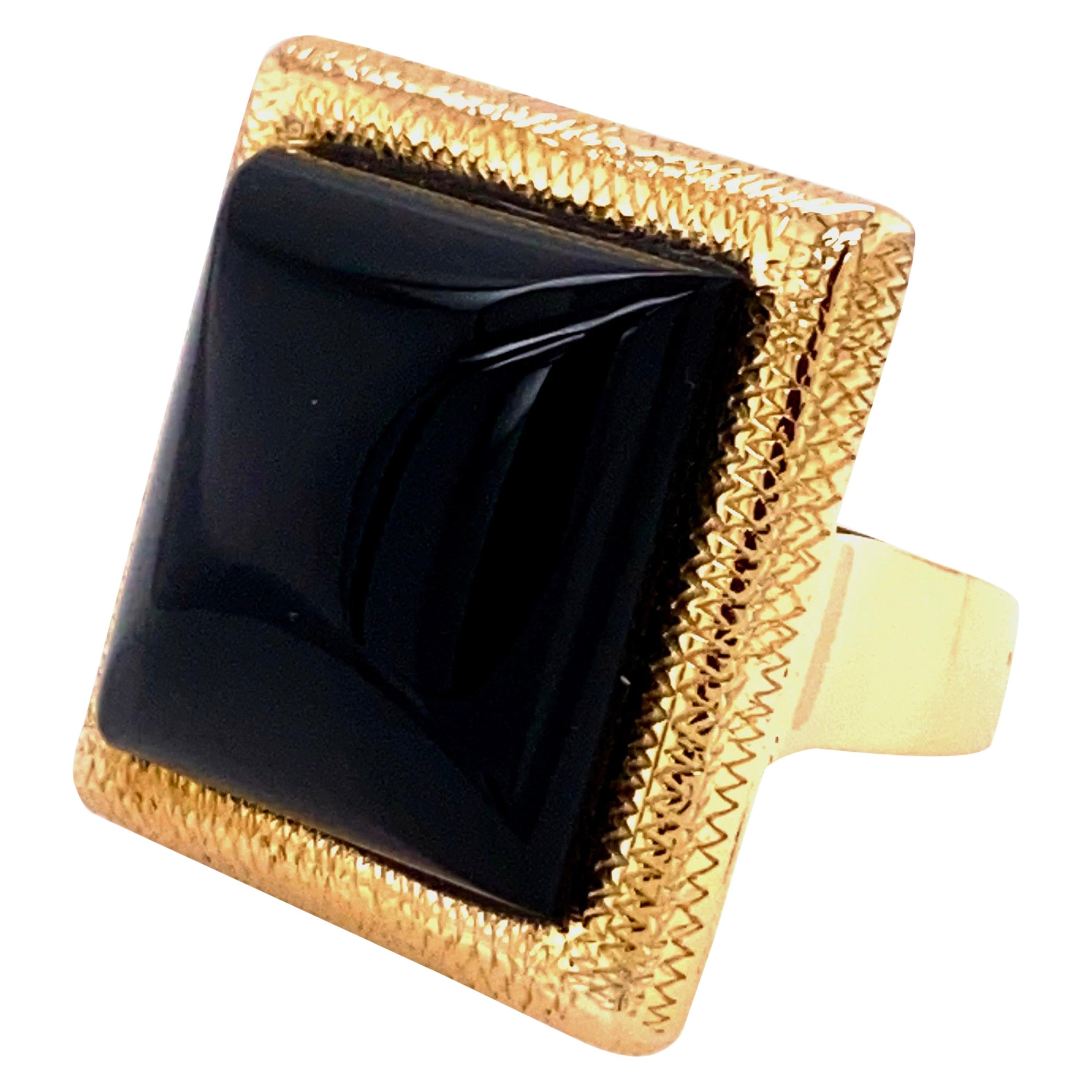 Bold Onyx and Gold Statement Ring