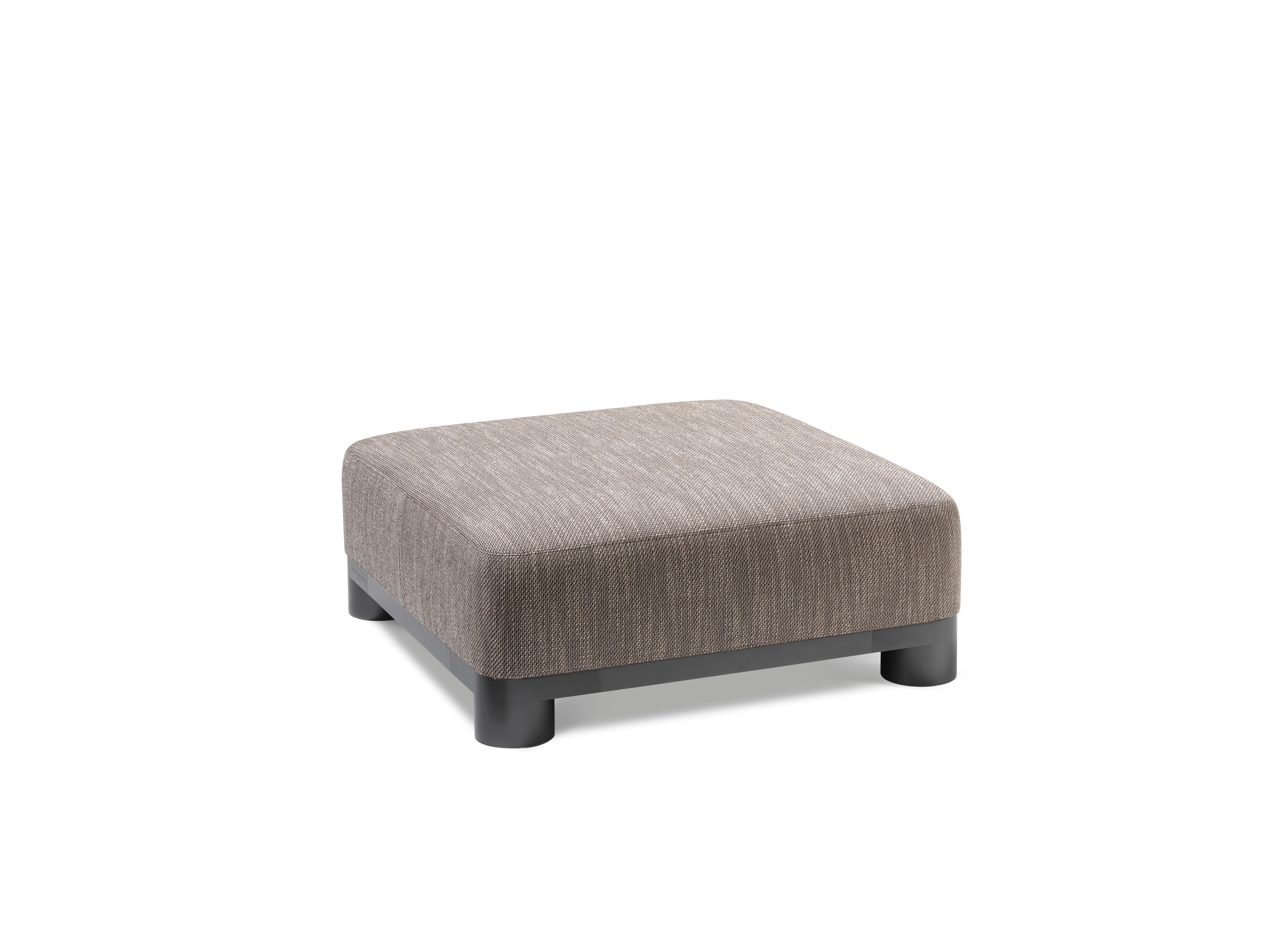 Italian Bold Ottoman in Taupe Fabric with Black Gold Legs by Elisa Giovannoni For Sale