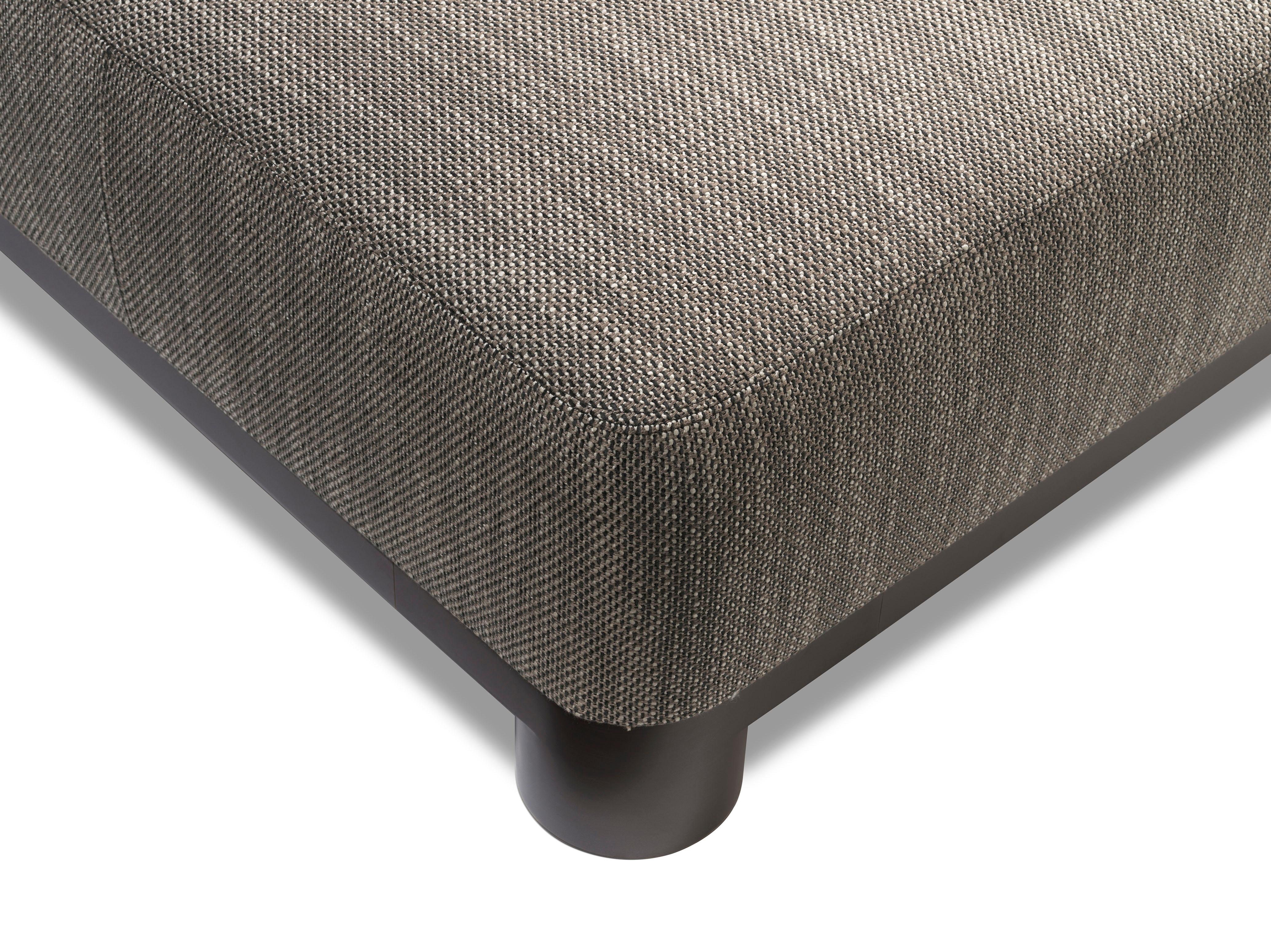 Contemporary Bold Ottoman in Taupe Fabric with Black Gold Legs by Elisa Giovannoni For Sale