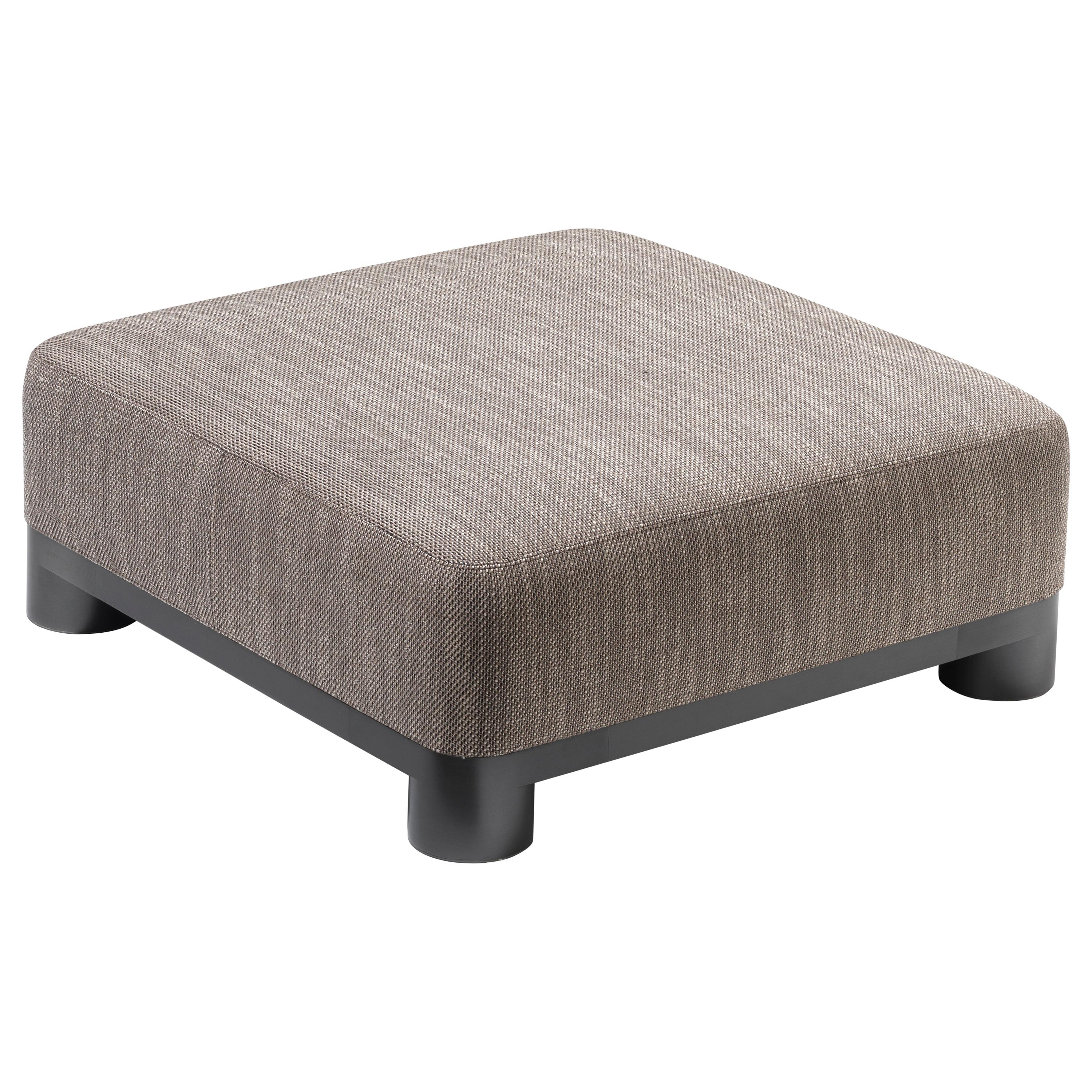 Bold Ottoman in Taupe Fabric with Black Gold Legs by Elisa Giovannoni