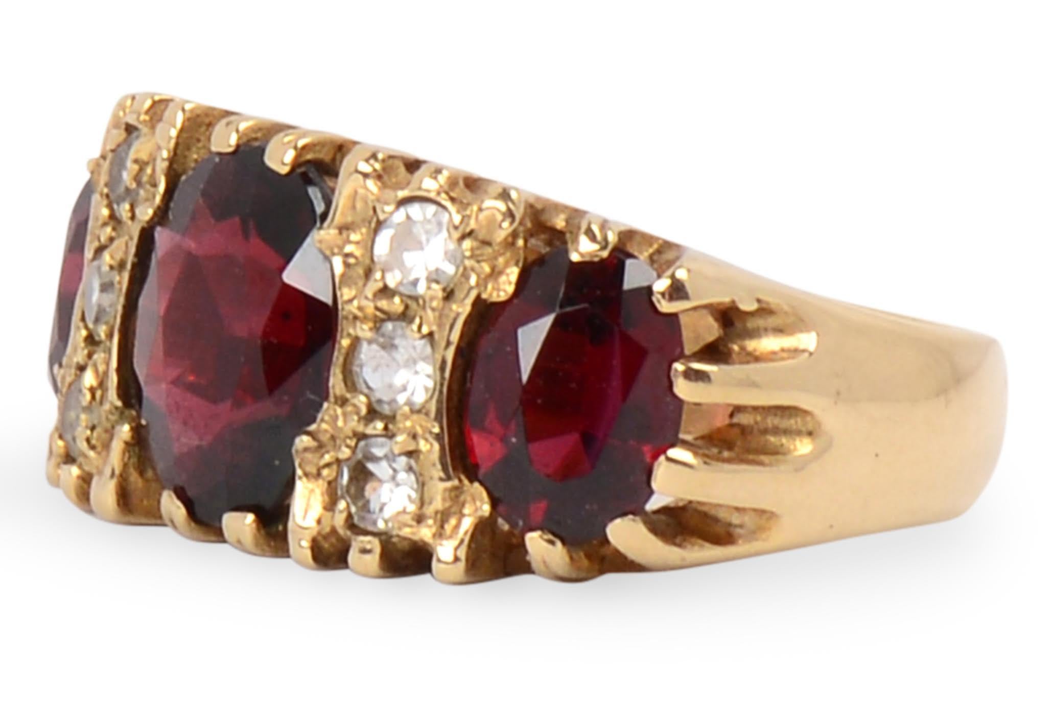 Modern Bold Oval Garnet and Rock Crystal Ring For Sale