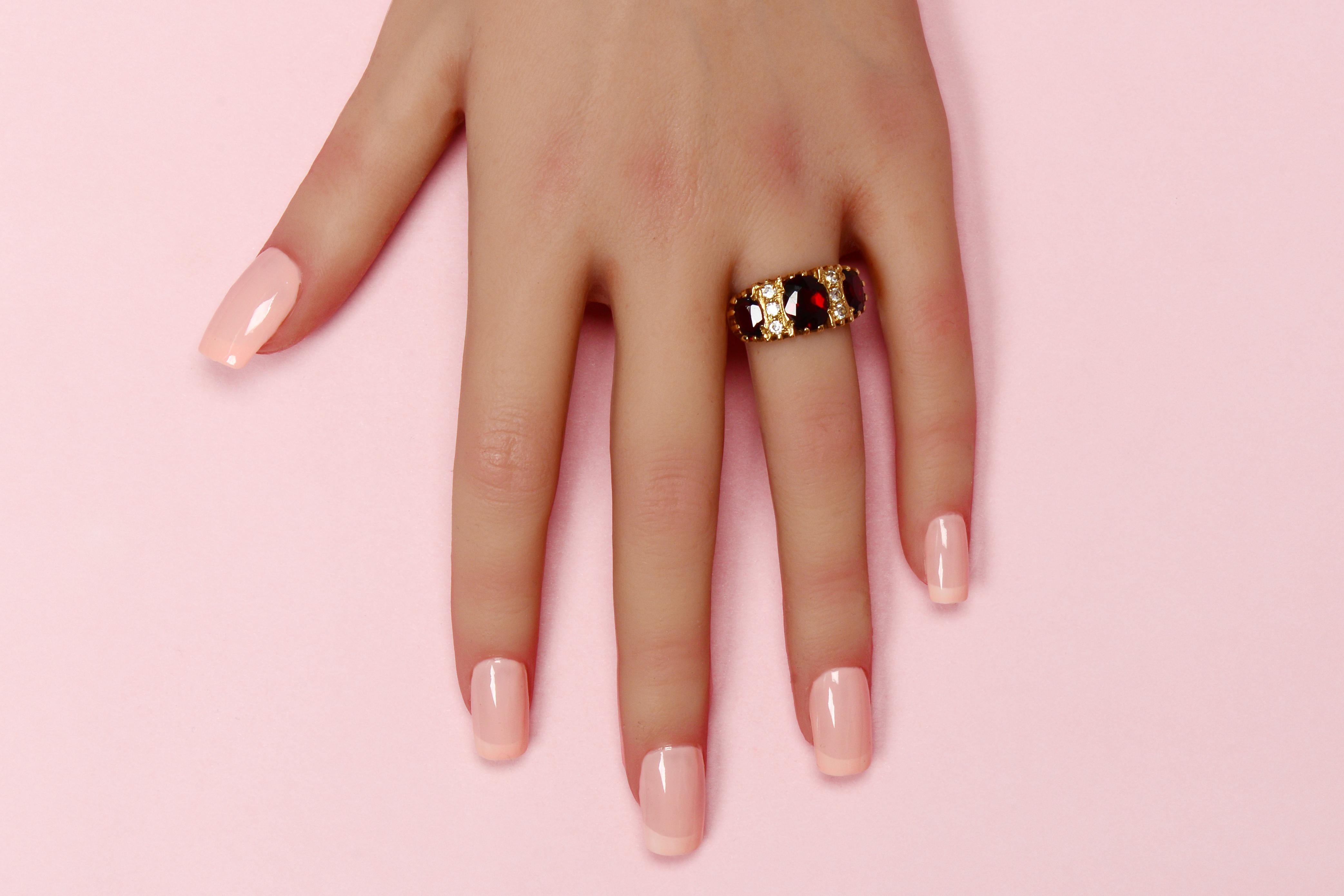 Oval Cut Bold Oval Garnet and Rock Crystal Ring For Sale