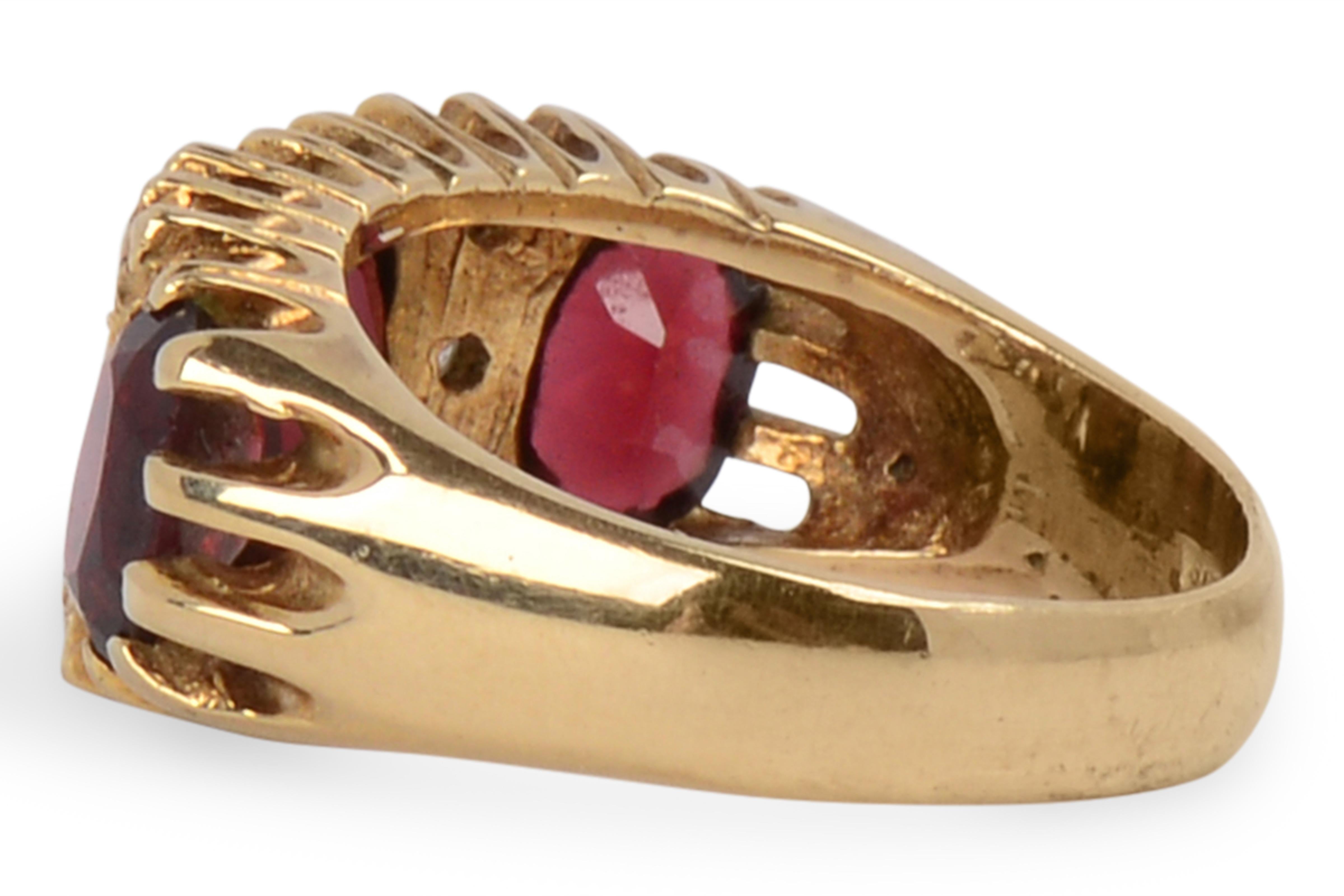 Women's or Men's Bold Oval Garnet and Rock Crystal Ring For Sale