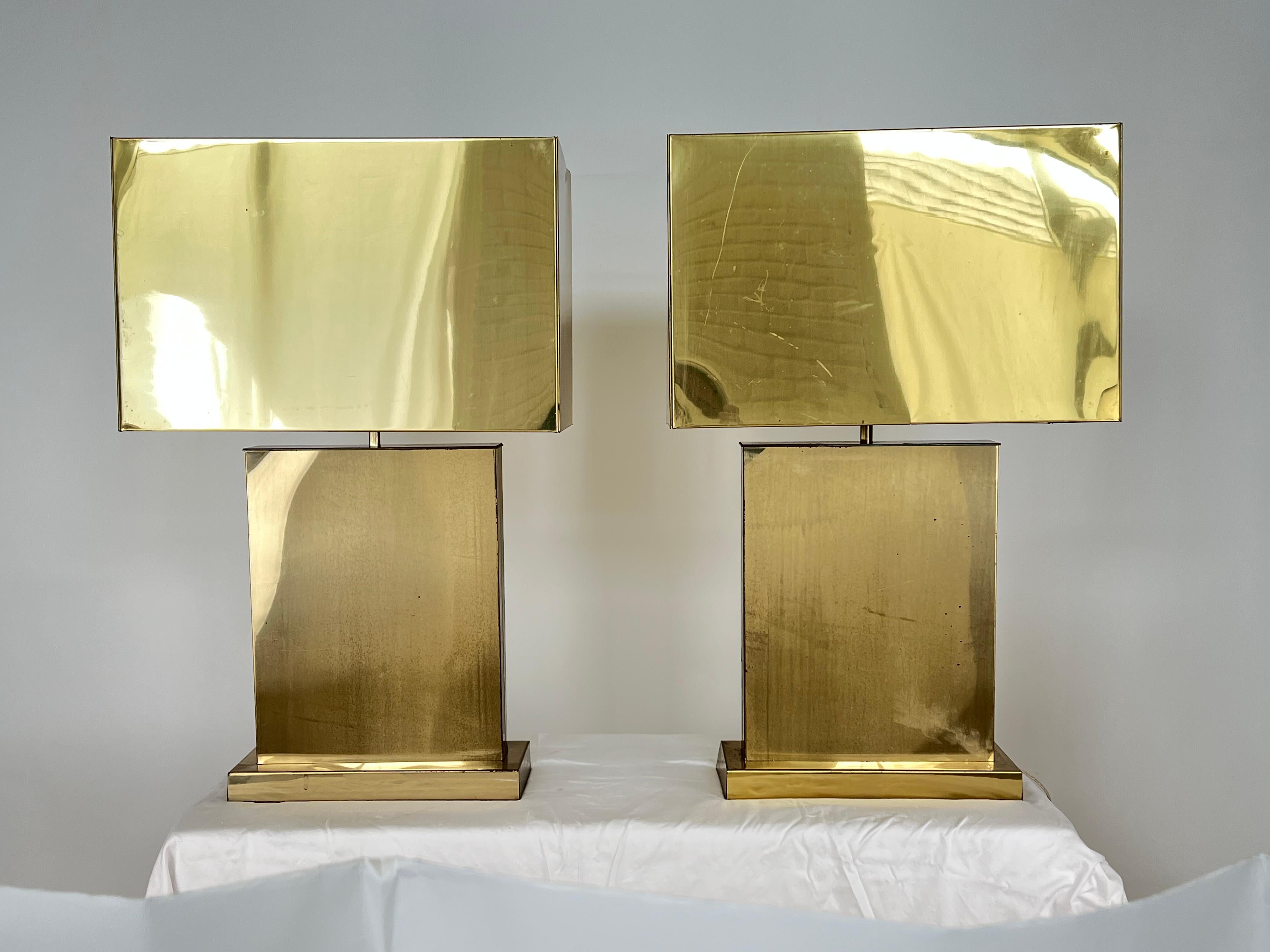 Rare and hard to find a pair of these beautiful brass lamps by Curtis Jere with the original signature in place!  These lamps can be restored to their original glory, or if Patina doesn't bother you, they are fine to be used as is.  