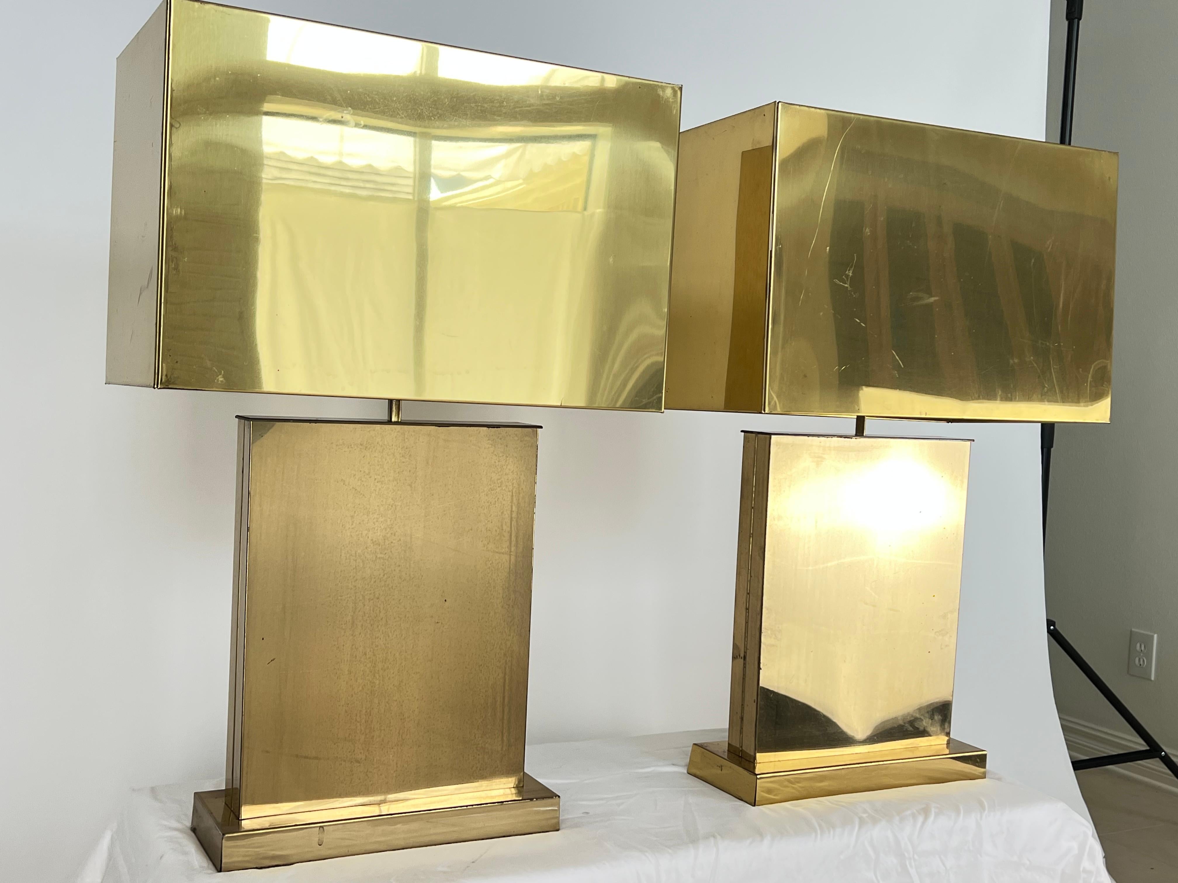Américain Bold, Oversized and Glamorous Brass Lamps signed by Curtis Jere en vente