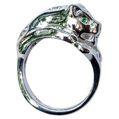 Bold Panther Ring in sterling Silver with Diamond or Emerald Eyes
