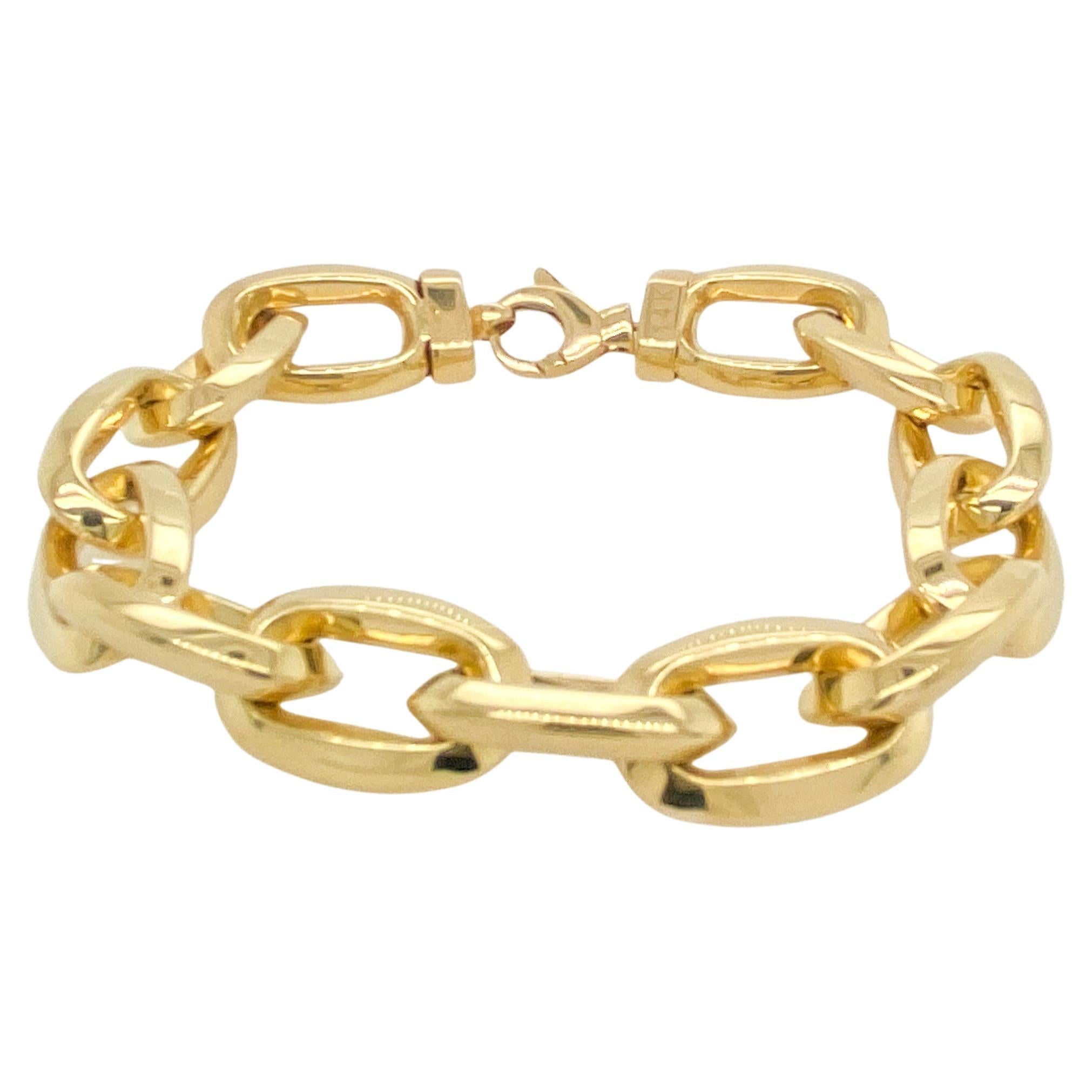 Bracelet à maillons en or 14 carats semi-solid à motif de clips de papier audacieux en vente