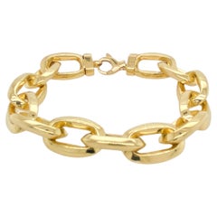 Vintage Bold Paperclip Bracelet Link Design in 14K Gold Link Bracelet Semi-Solid