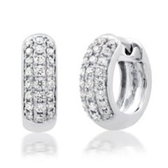 Bold Pave Diamond 14K (or 18k upon request) Yellow Gold Mini Hoop Earrings