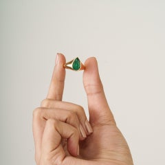 Bold Pear-Cut Emerald Bezel Set Cocktail Ring 2.67 Ct in 18K Yellow Gold