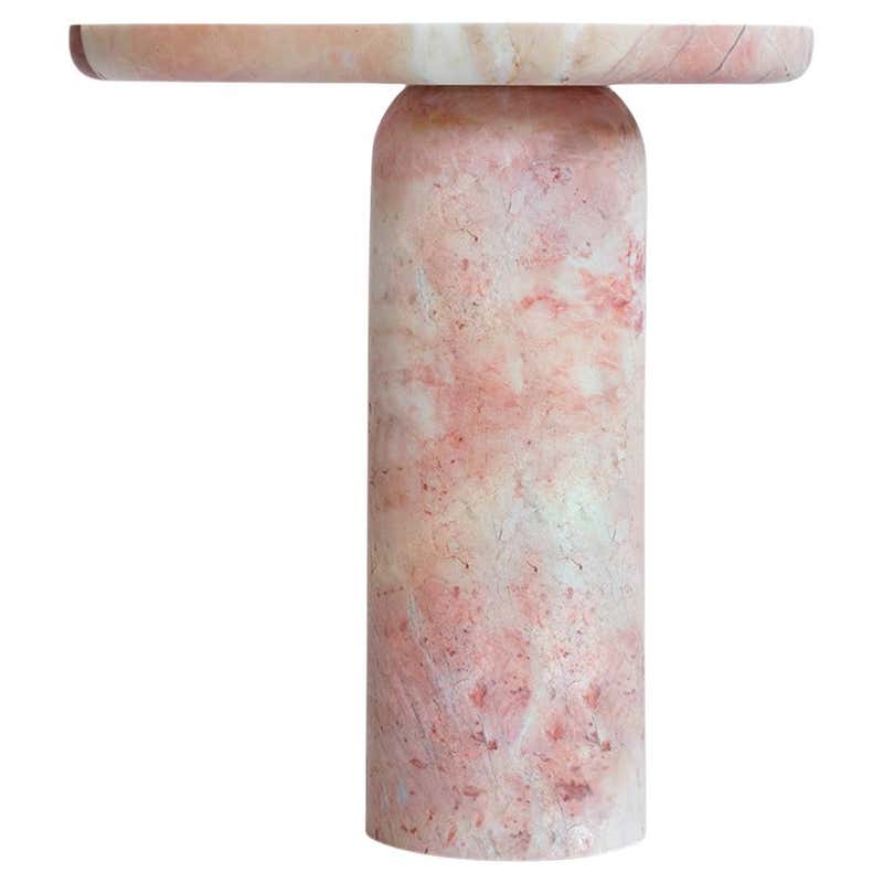 Pink Marble Oval Side Table - Trio II For Sale at 1stDibs