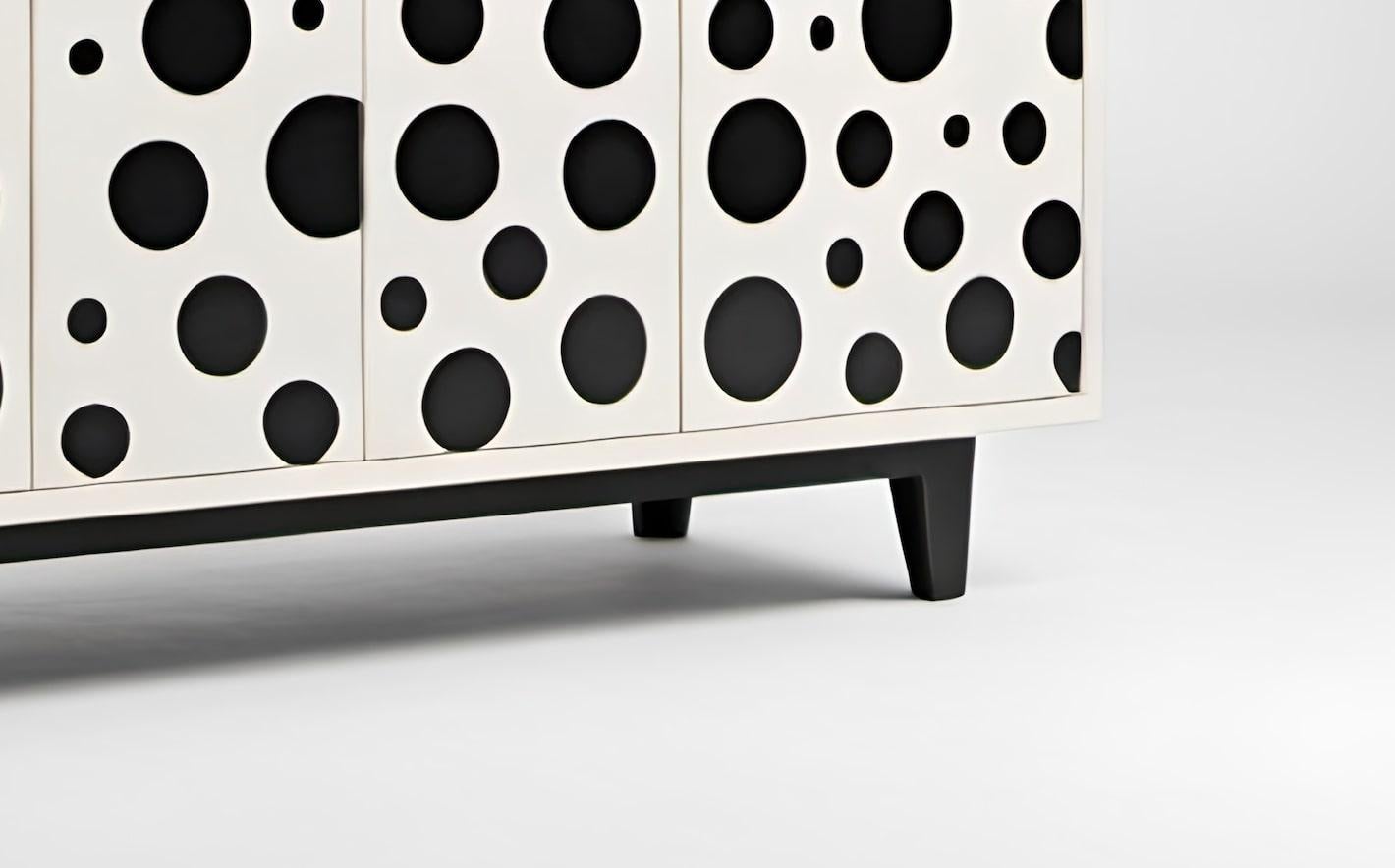 Mid-Century Modern Bold Polka Dot Inlay Media Console For Sale