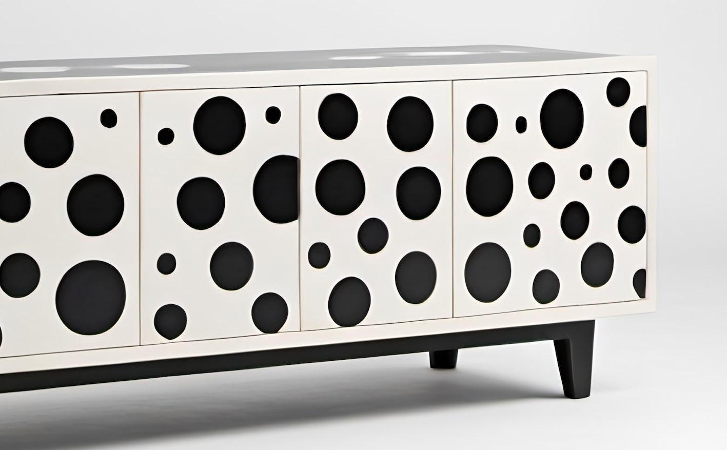 Indian Bold Polka Dot Inlay Media Console For Sale
