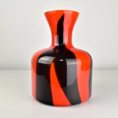 Bold Red and Black Empoli Glass Vase - Vintage Eclectic Italian Artistry MCM