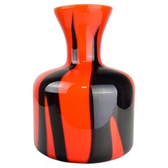 Bold Red and Black Empoli Glass Vase - Vintage Eclectic Italian Artistry MCM