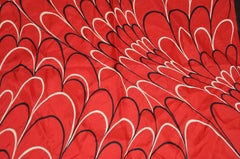 Bold Red, Black & Ivory "Multi Feathers" Silk Scarf