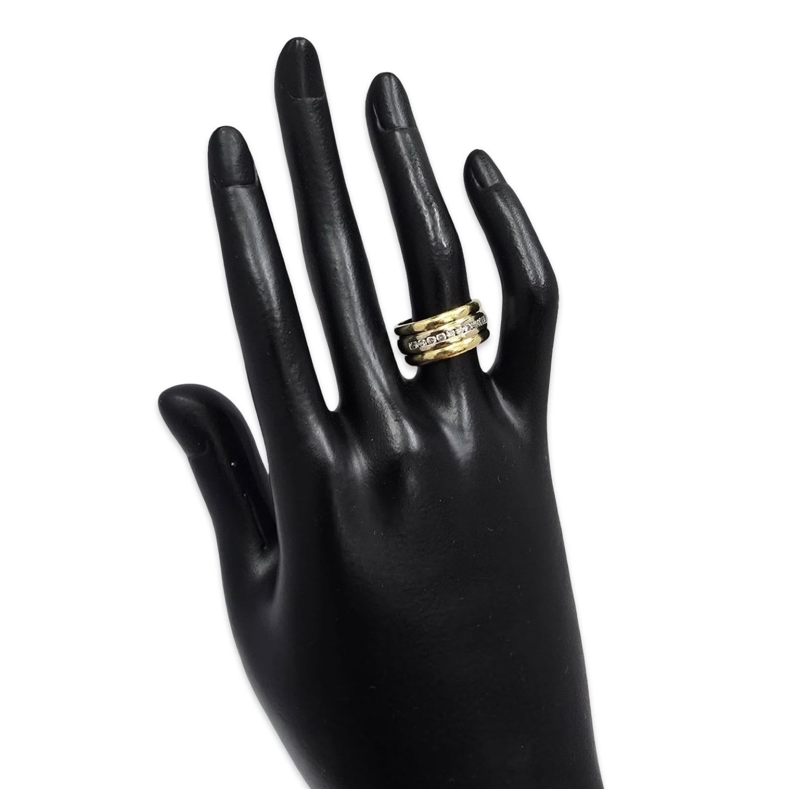 Taglio rotondo Audace fascia retrò in oro 18 carati con diamanti incastonati a canale, 0,33 carati - stile pila modernista in vendita