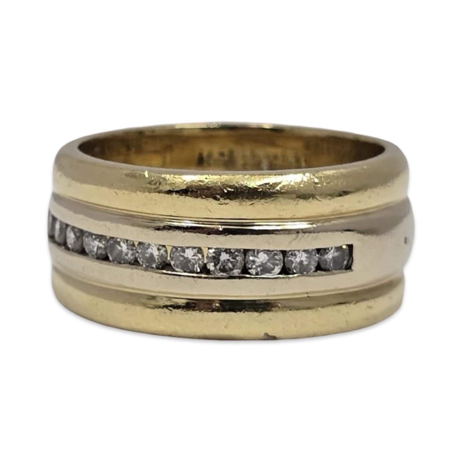 Audace fascia retrò in oro 18 carati con diamanti incastonati a canale, 0,33 carati - stile pila modernista in vendita 1