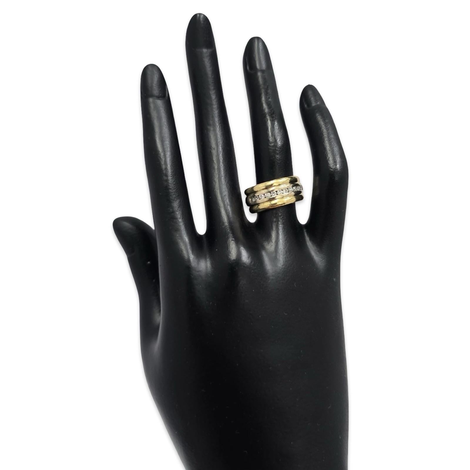 Audace fascia retrò in oro 18 carati con diamanti incastonati a canale, 0,33 carati - stile pila modernista in vendita 2