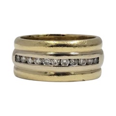 Bold Retro 18K Gold Channel-Set Diamond Band, 0.33ctw — Modernist Stack Style