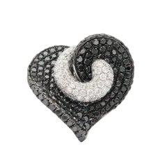 Bold Romance: Black Diamond Heart Ring with White Pavé