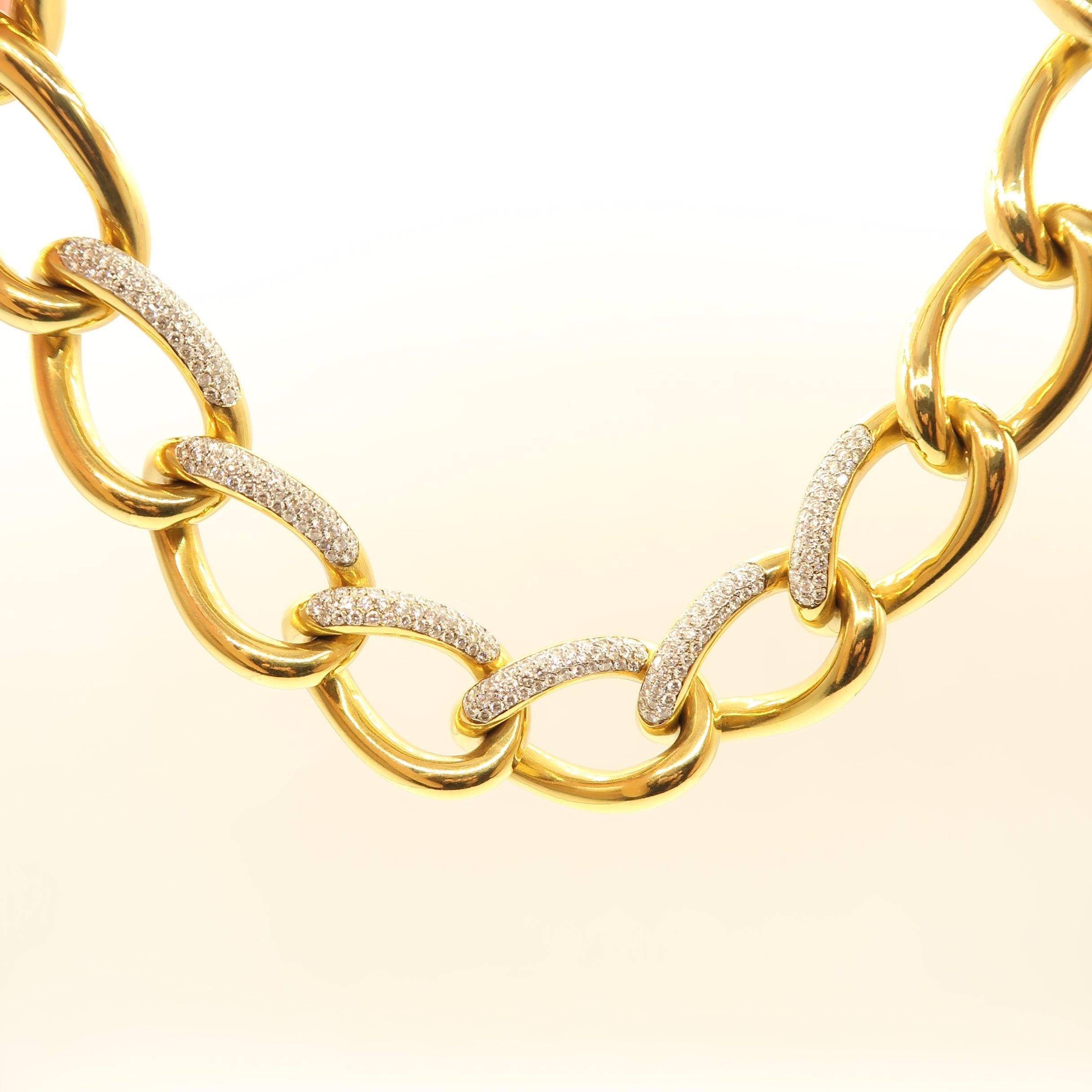 Bold Nahtlose Chunky Diamond 18k Gold Kette Choker Halskette mit unsichtbaren Verschluss (Brillantschliff) im Angebot