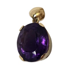 Bold Solitaire 18K Gold 3.05ct Amethyst Oval Vintage Pendant