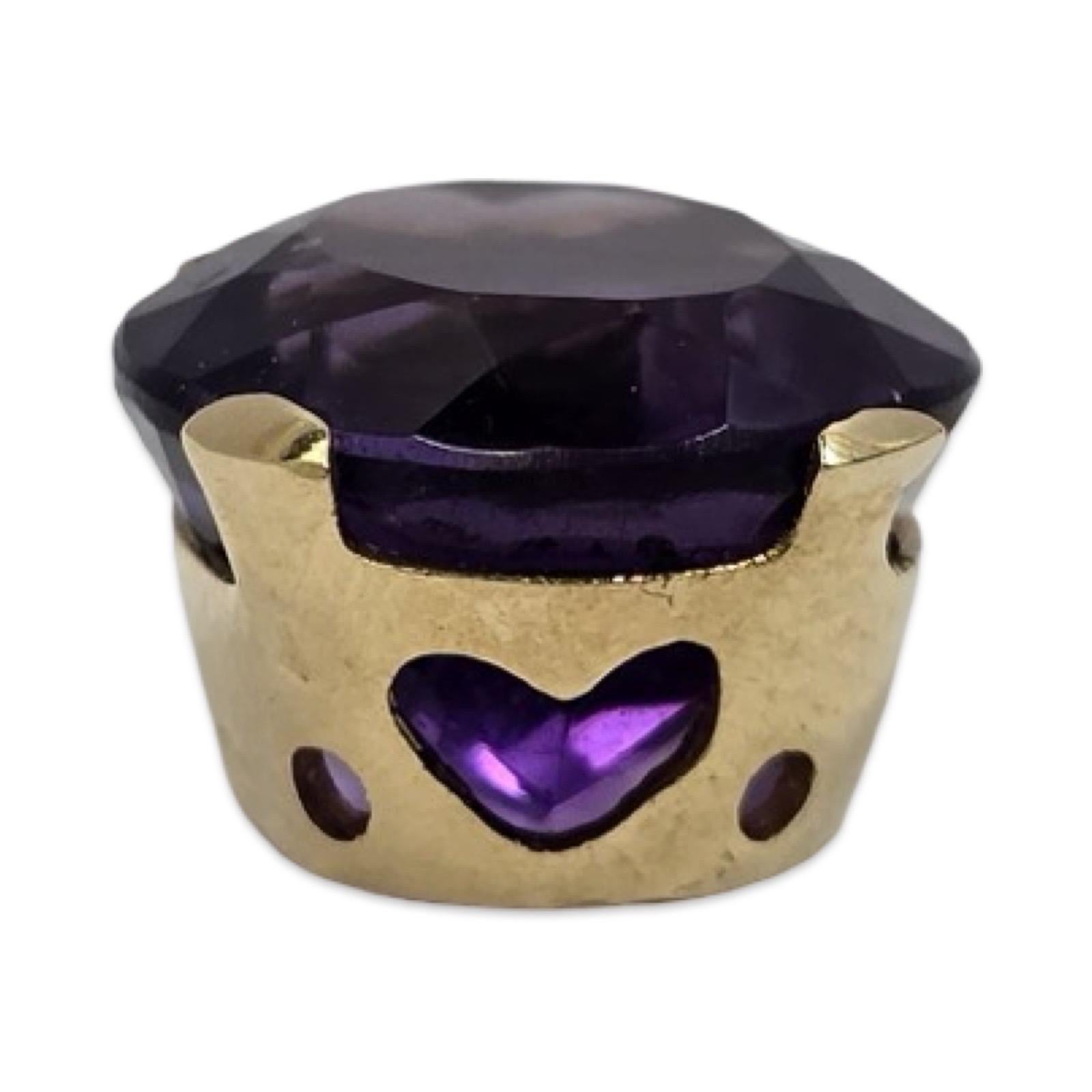Women's Bold Solitaire 18K Gold 3.05ct Amethyst Oval Vintage Pendant For Sale