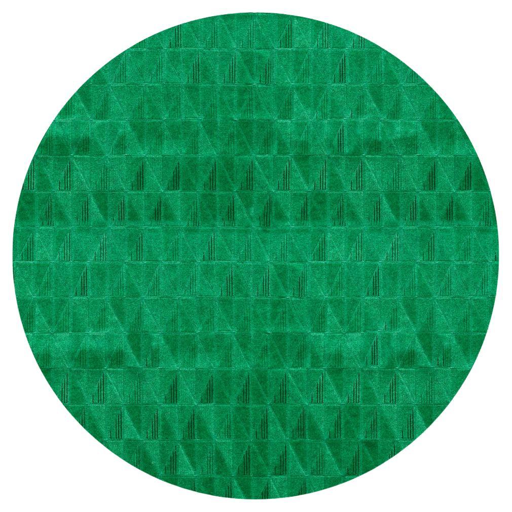 Bold Spliced Angles Customizable Fragment Round in Emerald Large For Sale