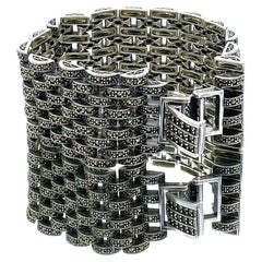 Gliederarmband aus kühnem Sterling und Marcasite im Art-déco-Stil