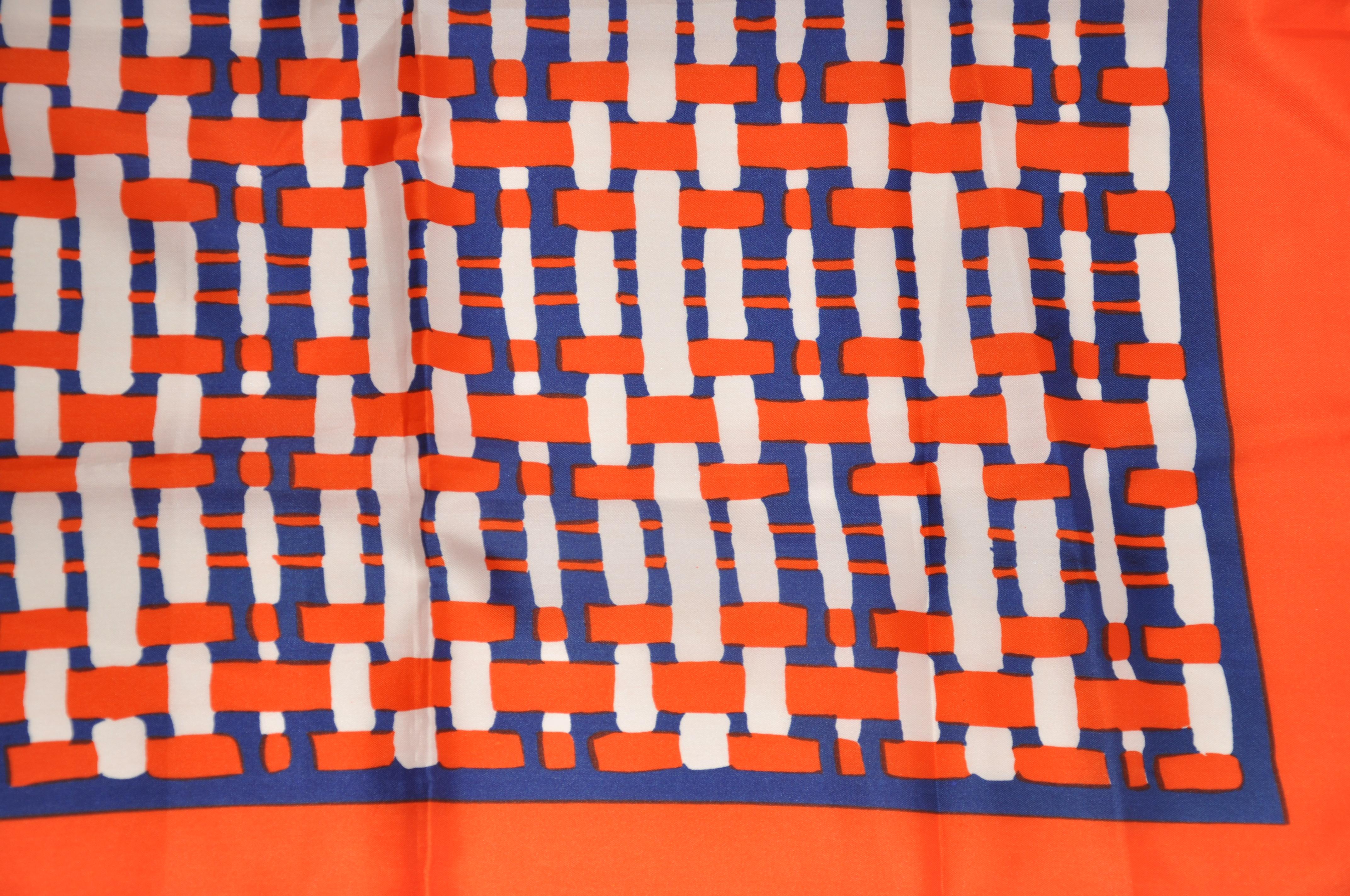 Écharpe à carreaux à carreaux audacieux en mandarine avec bordures audacieuses au centre Unisexe en vente