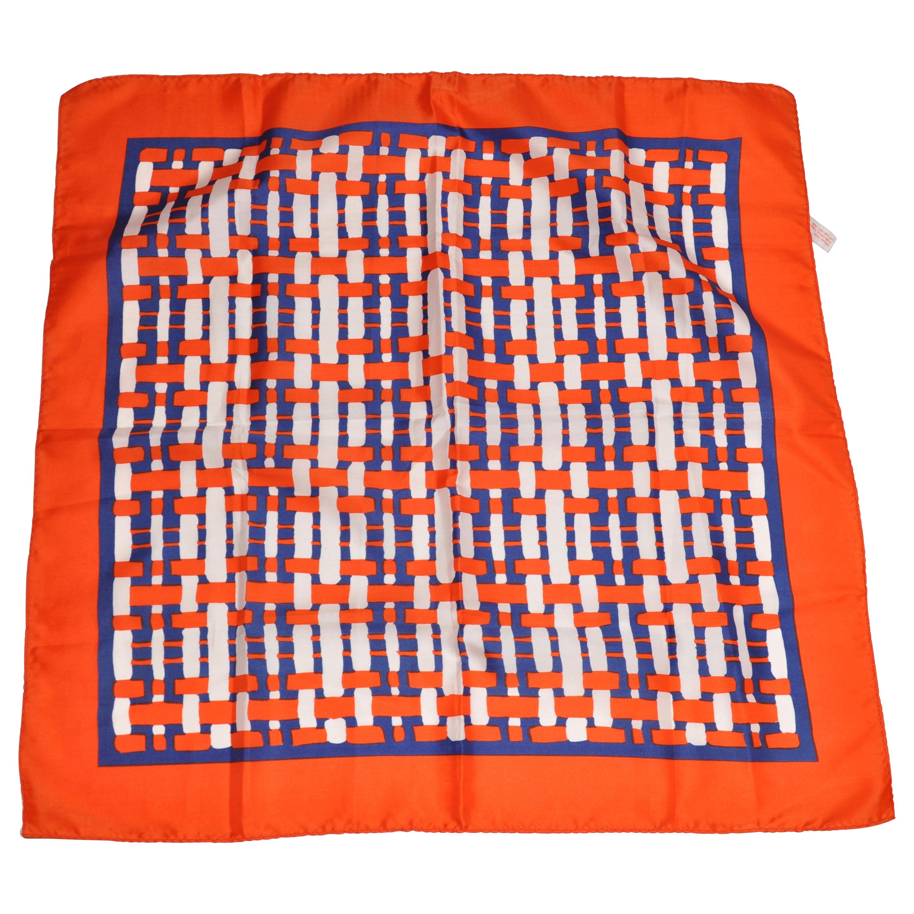 Bold Tangerine Borders With Center Plaid Checker Scarf For Sale